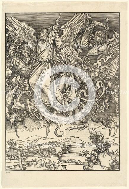 Saint Michael Fighting the Dragon, 1498. Creator: Albrecht Durer.