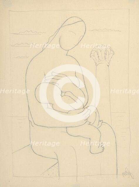 Mother with Corinthian column in the background, 1928-1932. Creator: Mikulas Galanda.