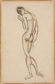 Female Nude, Back View, 1909. Creator: Max Weber.