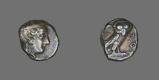 Tetradrachm (Coin) Depicting the Goddess Athena, 296-295 BCE. Creator: Unknown.