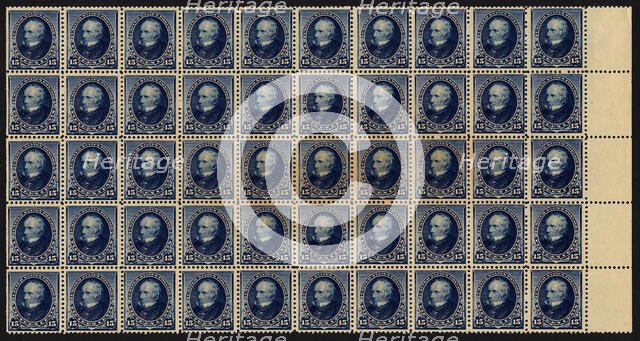 15c Henry Clay block of fifty, February 22, 1890. Creator: American Bank Note Company.