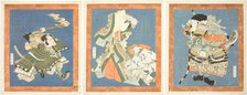 Bando Mitsugoro III as Minamoto no Yorimasa (right), Segawa Kikunojo V as Ayame no..., c. 1822. Creator: Utagawa Kunisada.