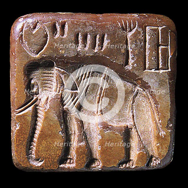 Elephant Seal with Indus Script Found at Mohenjo Daro, Indus Valley, 3rd millenium BC. Creator: Indus Valley Civilisation.
