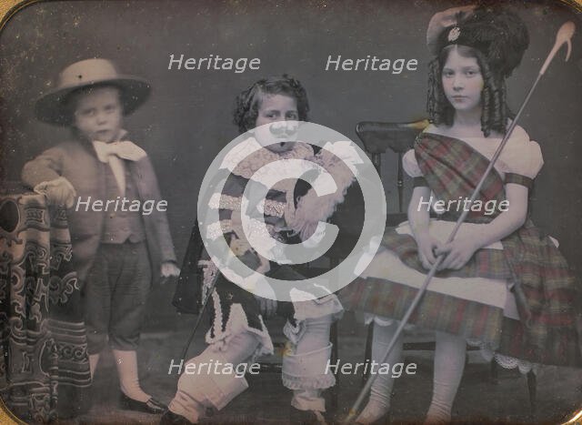 Three Children in Costume, 1850s. Creator: Unknown.