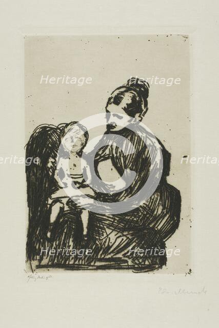 Nurse with a Boy/The Mother and the Crying Child, 1902. Creator: Edvard Munch.