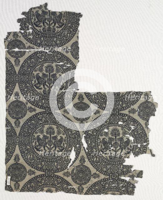 Fragments with Griffins in Roundels, 1100s. Creator: Unknown.