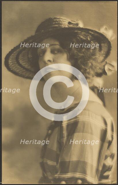 Portrait of a Woman in Plaid Dress, 1907-1943. Creator: Louis Fleckenstein.