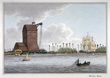 Brunswick Dock, Blackwall, London, 1801.                  Artist: Charles Tomkins