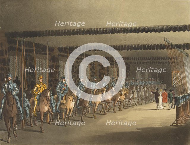 Horse Armoury, Tower of London, November 1, 1809., November 1, 1809. Creators: Thomas Rowlandson, Augustus Charles Pugin, Thomas Sunderland.