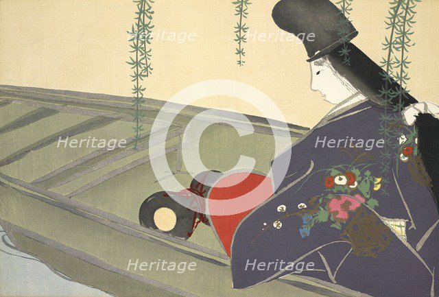 Asazuma-bune, from Momoyo-gusa (The World of Things) Vol II, pub.1909 (colour block woodcut)