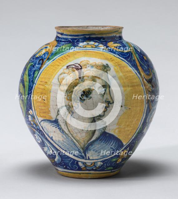 Drug jar with heads of women, c. 1550/1570. Creator: Domenico da Venezia, Workshop of .