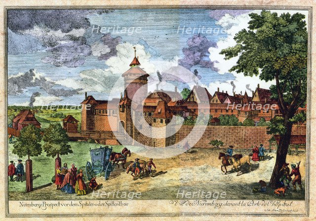 Hospital gate, Nuremberg, Germany, 17th or 18th century.Artist: John Adam