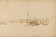 View of Katwijk aan Zee with the Andreaskerk (or Old Church), 1820-1896. Creator: Kasparus Karsen.