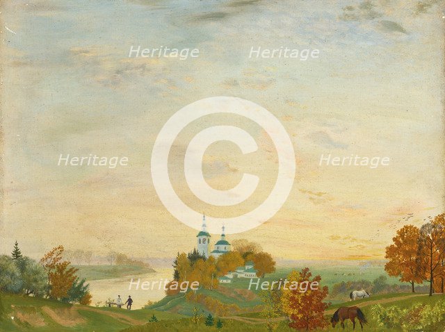 Above the river, Autumn, 1919. Artist: Kustodiev, Boris Michaylovich (1878-1927)