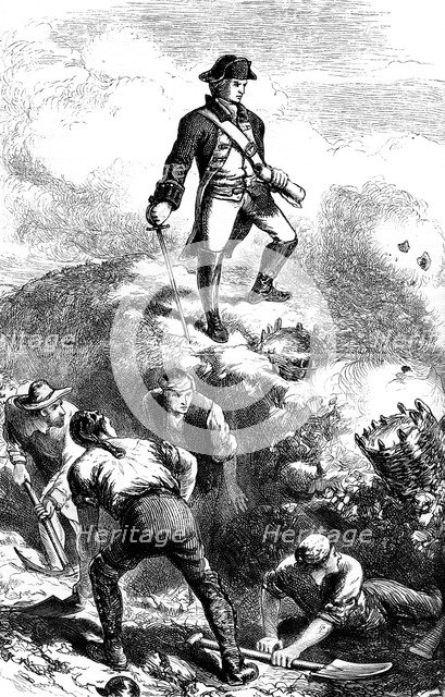 The defence of Breed's Hill, Prescott in the redoubt, 1775 (c1880). Artist: Unknown