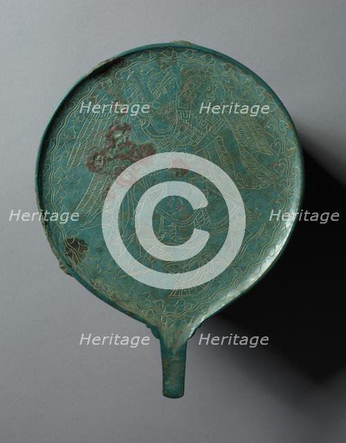 Mirror with Engraved Scene, 400-350 BC. Creator: Unknown.