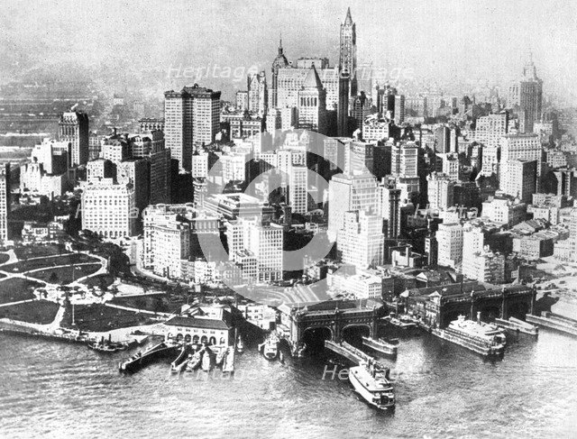 Aerial view of Lower New York, USA, 1926. Artist: Unknown