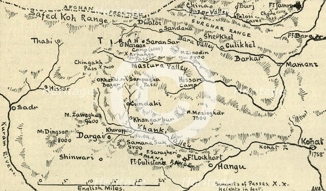 'Map of the Tirah Campaign', c1900. Creator: Unknown.