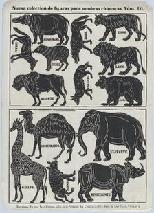 Sheet 10 of figures for Chinese shadow puppets, 1859. Creator: Juan Llorens.