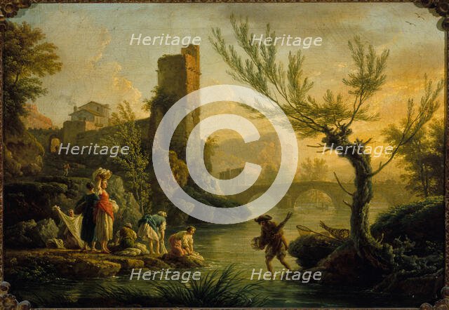 Paysage avec des lavandières, 1763. Creator: Claude-Joseph Vernet.
