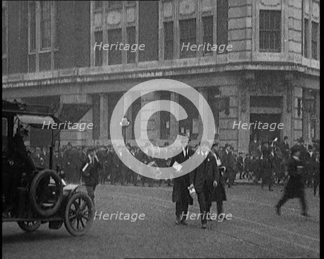 A Large Crowd Marching on the Streets, 1920. Creator: British Pathe Ltd.