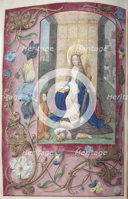 Hours of Queen Isabella the Catholic, Queen of Spain: Fol. 189v, St. Catherine, c. 1500. Creator: Master of the First Prayerbook of Maximillian (Flemish, c. 1444-1519); Associates, and.