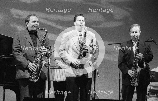 Ken Peplowski, Scot Hamilton and Harry Allen, Brecon Jazz Festival, Powys, Wales, Aug 1998. Artist: Brian O'Connor.