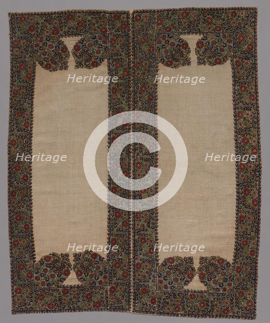 Front and Back of a Bolster Case, 1700s. Creator: Unknown.