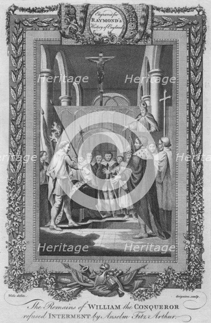 'The Remains of William the Conqueror refused Interment by Anselm Fitz Arthur', c1787. Artist: Unknown.