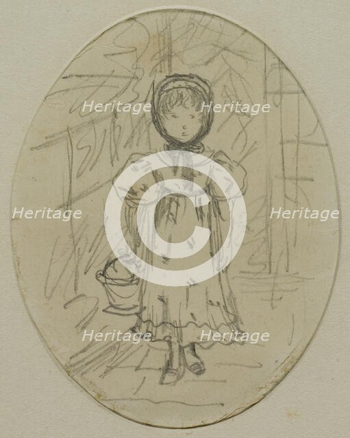 Little Girl in a Garden, 1894. Creator: Catherine Greenaway.