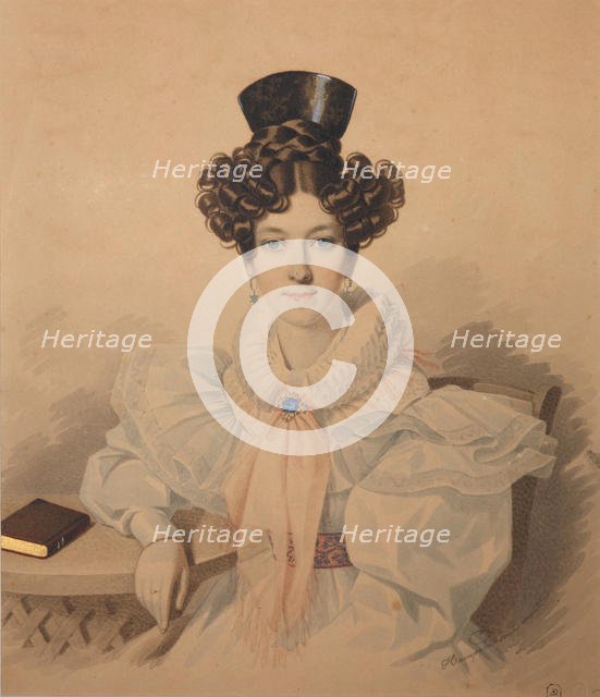 Portrait of Anna Platonovna Plautina (1808-1886), 1830s. Creator: Hampeln, Carl, von (1794-after 1880).