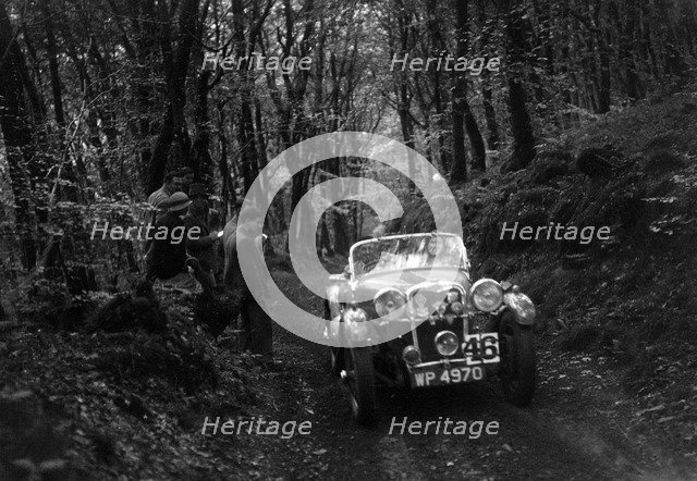 Singer Le Mans competing in the Mid Surrey AC Barnstaple Trial, 1934. Artist: Bill Brunell.