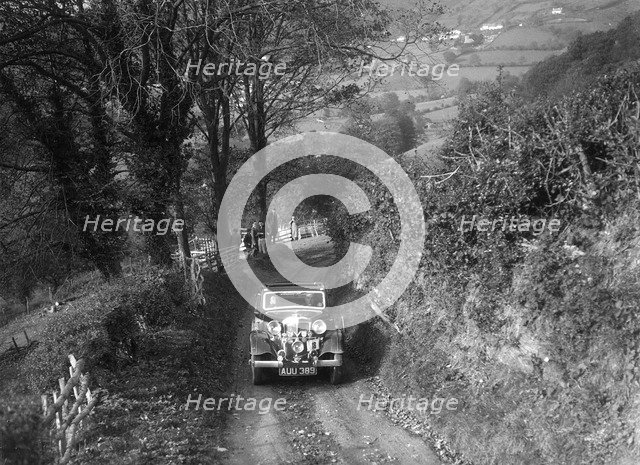 Standard Avon Ten taking part in a Standard Car Owners Club trial. Artist: Bill Brunell.