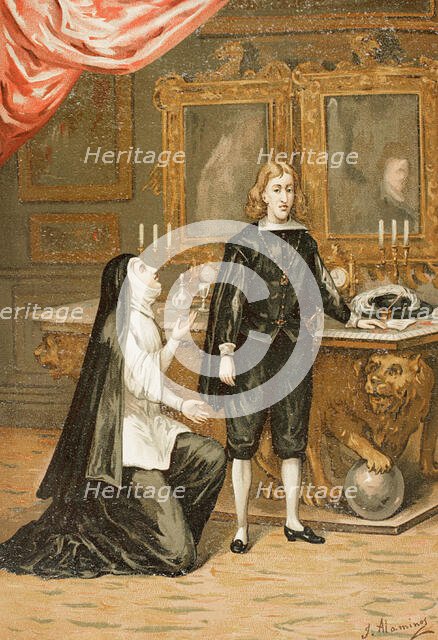 Mariana of Austria and Charles II, 1890.  Creator: Juan Alaminos.