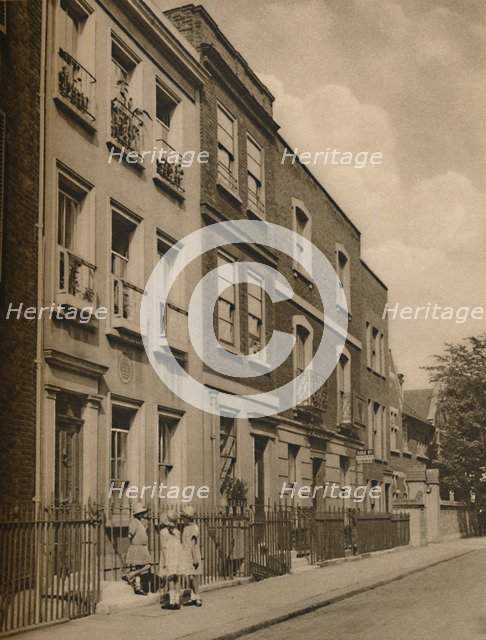 'Three Little Maids from School on the Steps of Leigh Hunt's House', c1935. Creator: Donald McLeish.