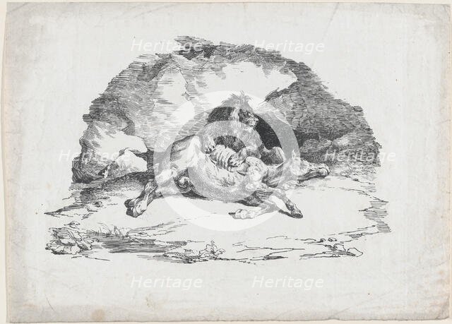 Lion Devouring a Horse, 1818. Creator: Theodore Gericault.