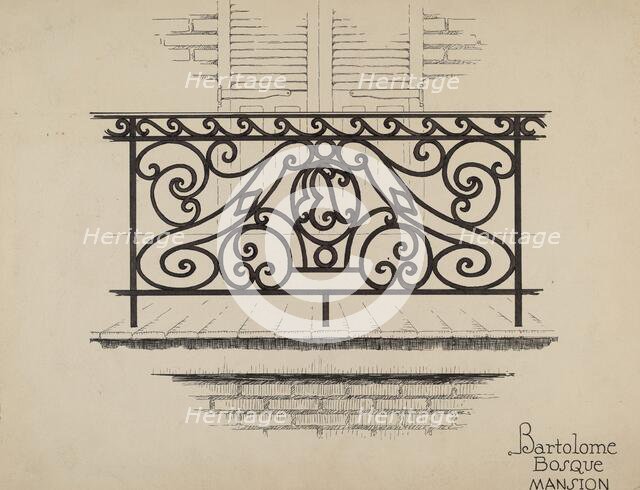 Wrought Iron Railing, c. 1936. Creator: Thomas Byrne.