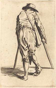 Beggar with Crutches and Hat, Back View, c. 1622. Creator: Jacques Callot.