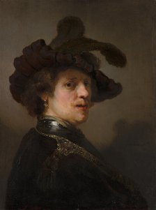 Tronie' of a Man with a Feathered Beret, c1635-1640. Creator: Rembrandt Harmensz van Rijn.