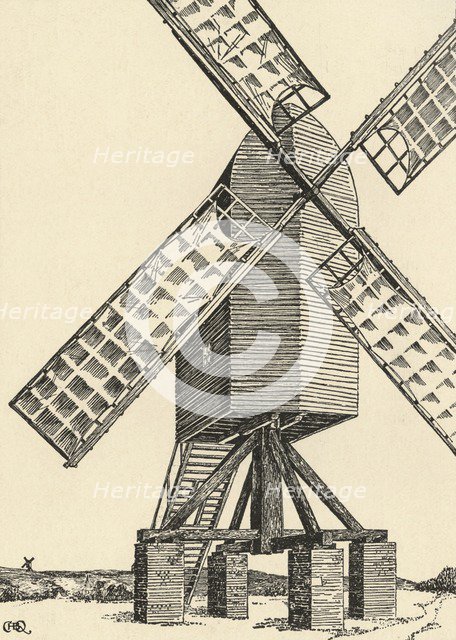 'A Mediæval Windmill', (1931). Artist: Charles Henry Bourne Quennell.