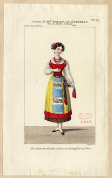 Mademoiselle Noblet as Fenella. Costume design for the opera La muette de Portici, 1828. Creator: Maleuvre, Louis (1785-after 1837).