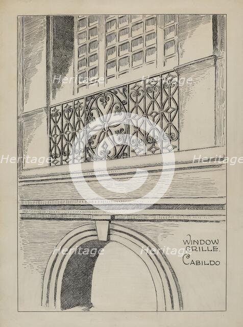 Wrought Iron Balcony Rail, c. 1936. Creator: Al Curry.