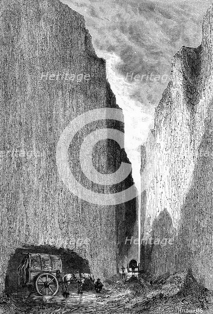 Road cut through the 'Yellow Earth', China, c1890.Artist: Hildibrand