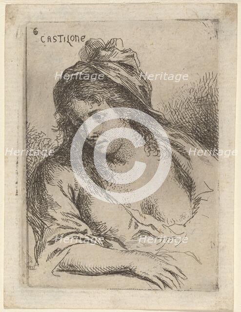 Half-Length Figure of a Woman Looking Sideward. Creator: Bartholomaeus Ignaz Weiss.