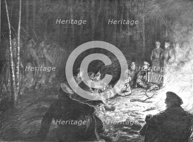 'Visions de guerre sur le front Russe; lentement, les lignes grises des reserves allant..., 1916. Creator: Unknown.