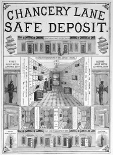 Chancery Lane safe deposit facility, 1893. Artist: Unknown