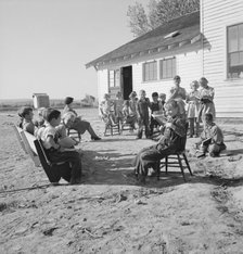 Entire enrollment of Lincoln Bench School, near Ontario, Oregon, Malheur County, 1939. Creator: Dorothea Lange.
