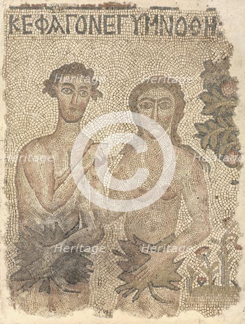 Fragment of a Floor Mosaic: Adam and Eve, late 400s-early 500s. Creator: Unknown.
