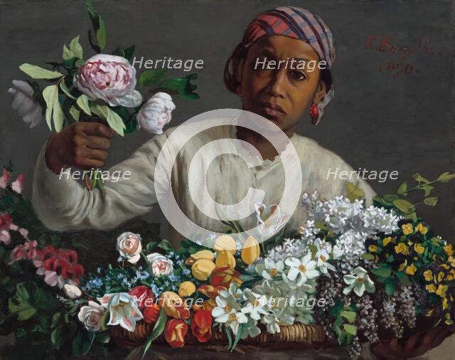 Young Woman with Peonies, 1870. Creator: Frédéric Bazille.