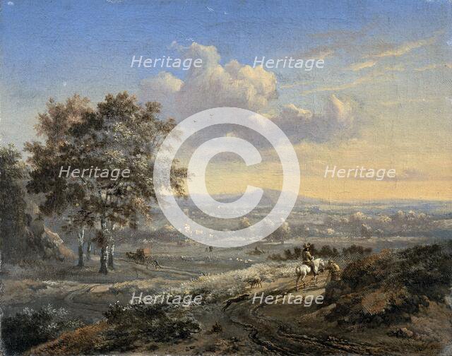 Hilly Landscape with a Rider on a Country Road, 1655-1684. Creator: Jan Wijnants.